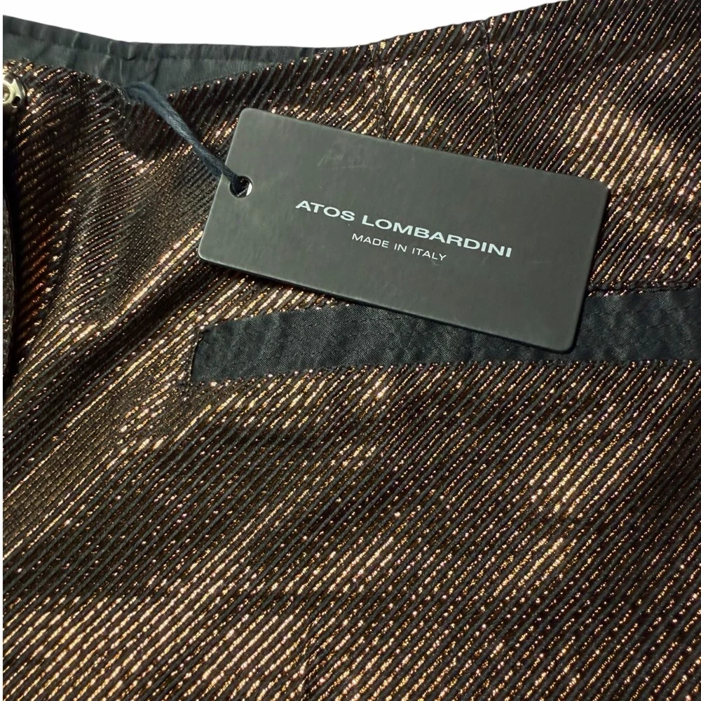 NWT Atos Lombardini Metallic Brown Wide-Leg Bermuda Women’s Shorts Sz 40 - Picture 3 of 15